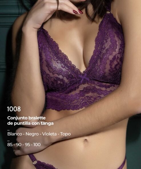 Codigo: 1008 -- uailee lenceria -- Conjunto bralette de puntilla con tanga