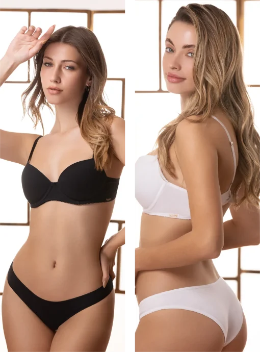 Codigo: 537 -- frashe lenceria -- CONJUNTO TAZA SOFT CON BASE CON VEDETINA DE ALG/LYC - Image 2