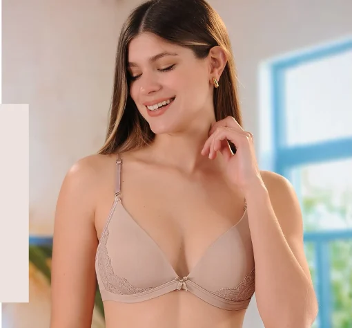 Codigo: 1007 -- coramina lenceria -- Corpiño triangulo taza soft. Microfibra y puntilla.