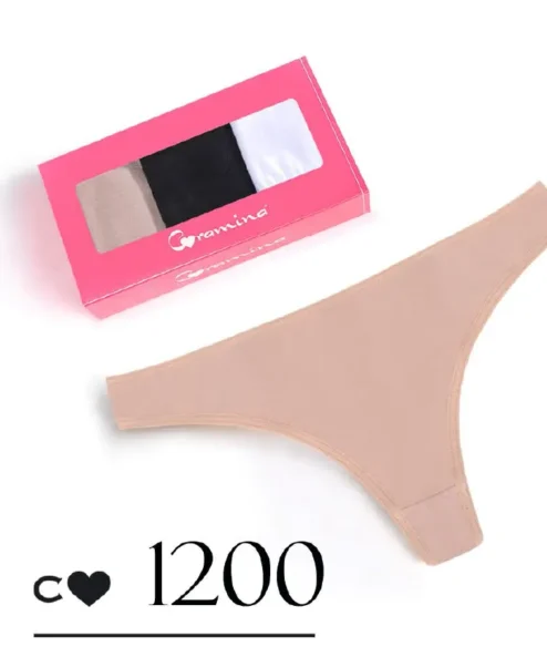 Codigo: 1200 -- coramina lenceria -- PACK X 3 cola less lisa. Algodon lycra.