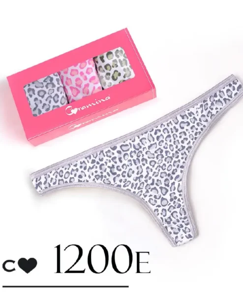 Codigo: 1200E -- coramina lenceria -- PACK X 3 cola less estampada. Algodon lycra.