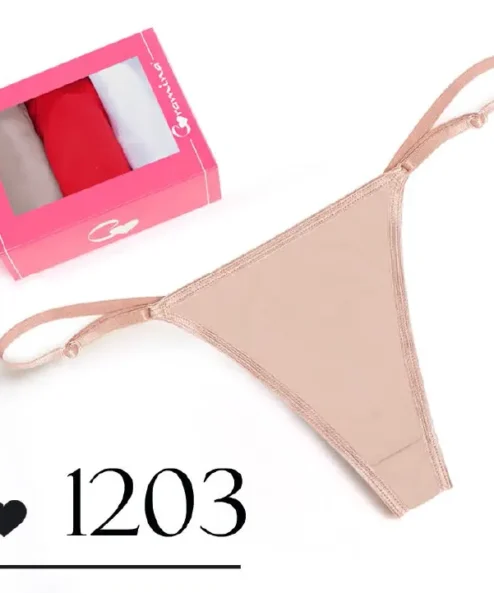 Codigo: 1203 -- coramina lenceria -- PACK X 3 tirita less regulable lisa. Algodon lycra.