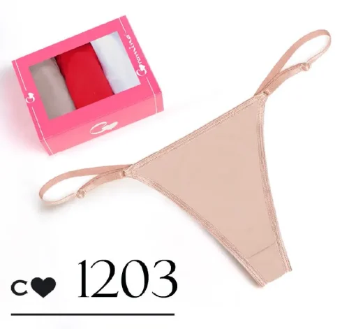 Codigo: 1203 -- coramina lenceria -- PACK X 3 tirita less regulable lisa. Algodon lycra.