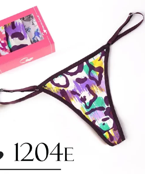 Codigo: 1204E -- coramina lenceria -- PACK X 3 tirita less regulable estampada. Microfibra.