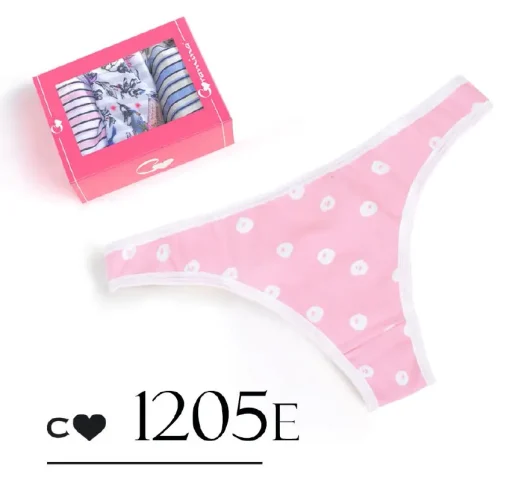 Codigo: 1205E -- coramina lenceria -- PACK X 3 cola less estampada. Microfibra.
