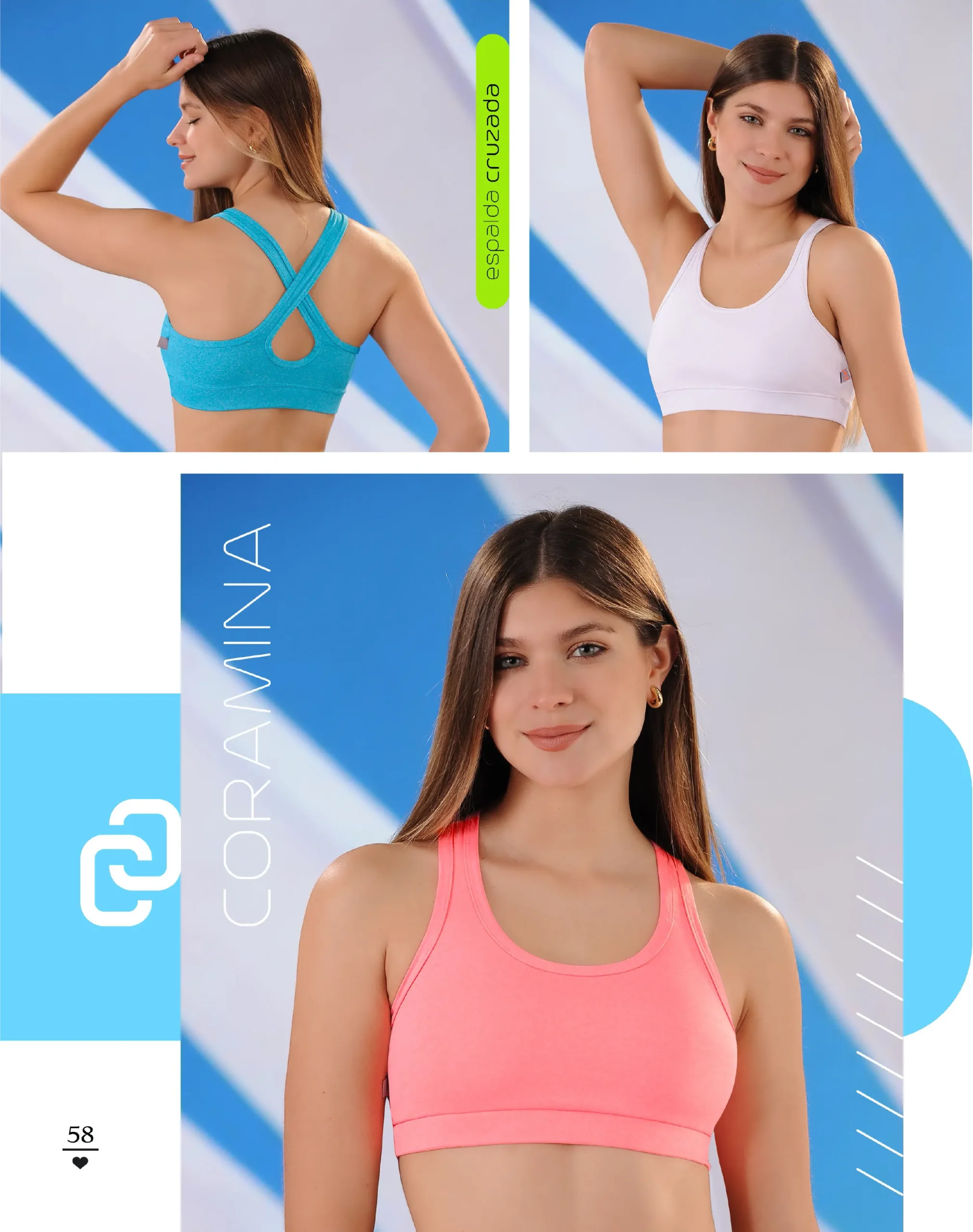 Codigo: 217 -- coramina lenceria -- Corpiño estilo top deportivo con doble tela. Microfibra y algodon lycra. - Imagen 2