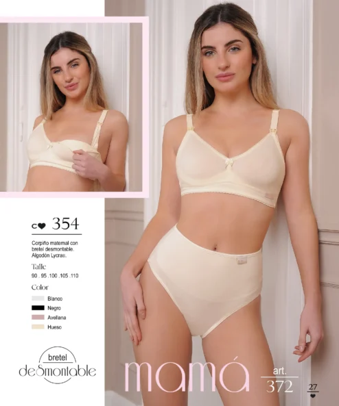 Codigo: 354 -- coramina lenceria -- Corpiño maternal con bretel desmontable. Algodon lycra.