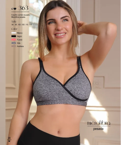 Codigo: 363 -- coramina lenceria -- Corpiño control cruzado. Microfibra pesada