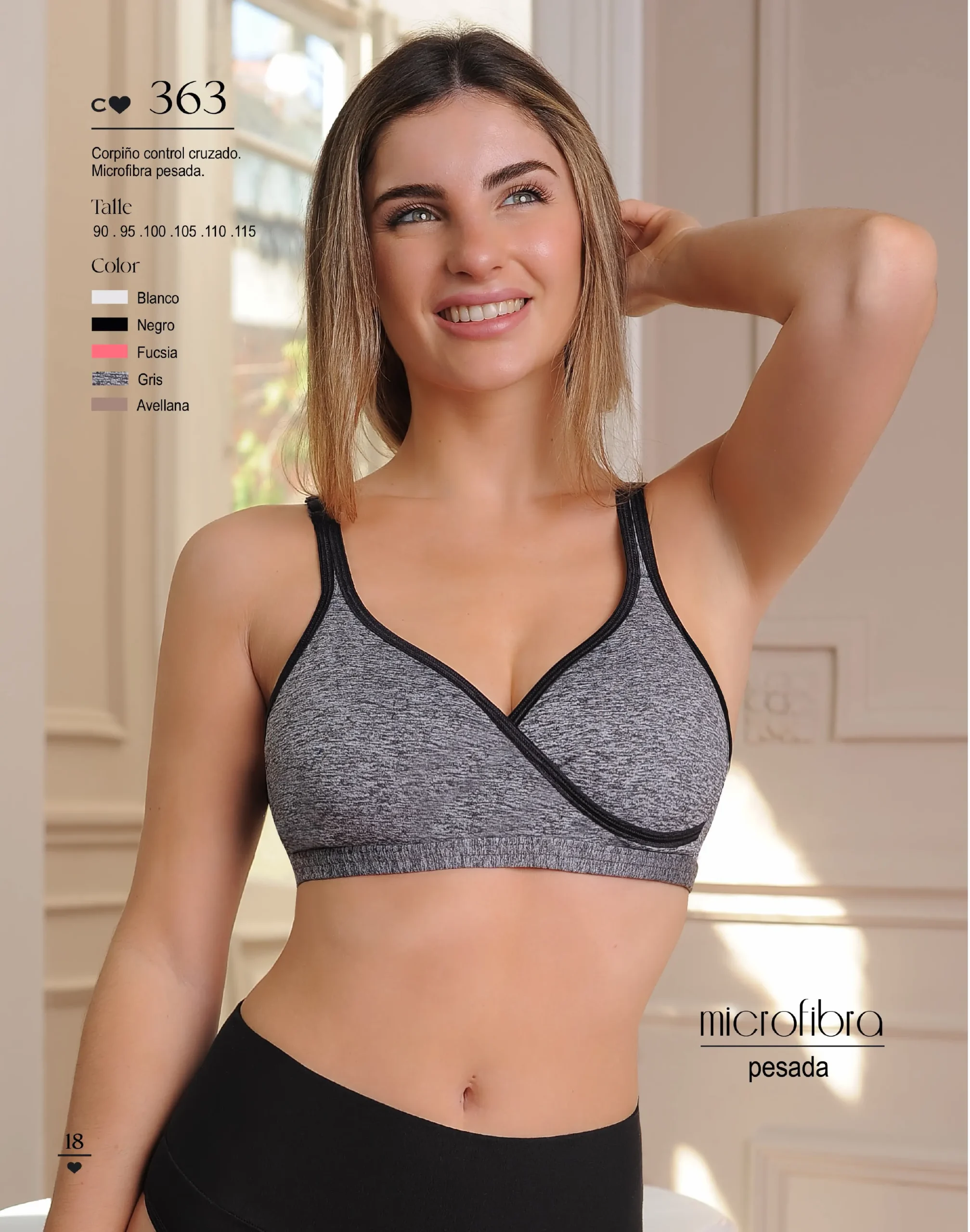 Codigo: 363 -- coramina lenceria -- Corpiño control cruzado. Microfibra pesada