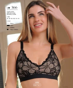 Codigo: 366 -- coramina lenceria -- Corpiño control doble tela en taza. Microfibra y puntilla.