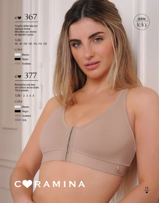Codigo: 367 -- coramina lenceria -- Corpiño doble tela con apertura frontal. Microfibra con interior de algodon lycra