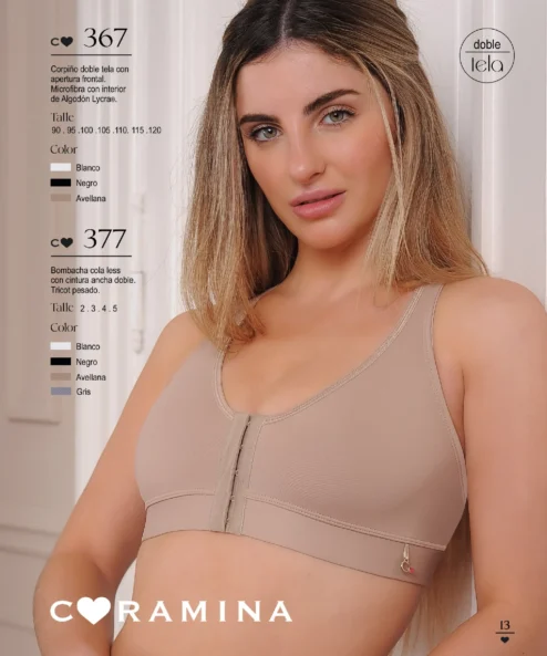 Codigo: 367 -- coramina lenceria -- Corpiño doble tela con apertura frontal. Microfibra con interior de algodon lycra
