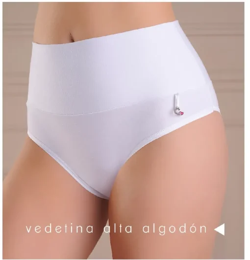 Codigo: 380 -- coramina lenceria -- Vedetina alta con cintura ancha doble tela. Algodon lycra.