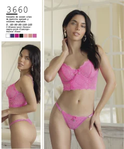 Codigo: 3660 -- melifera lenceria -- Conjunto Corset de Puntilla Eyelash c/Aro y Colaless Regulable