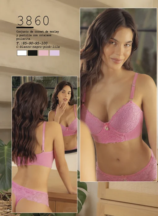 Codigo: 3860 -- melifera lenceria -- Corset de morley de microfibra y puntilla guipiure C/Pollerita Colaless - Image 2