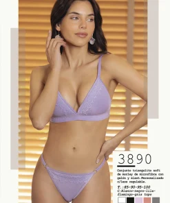 Codigo: 3890 -- melifera lenceria -- Conjunto triangulito soft de morley de microfibra con galon y elastico con colaless regulable