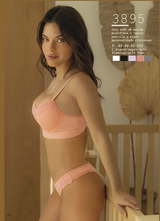 Codigo: 3895 -- melifera lenceria -- Conjunto soft de morley microfibra c/galon puntilla c/colaless - Image 2