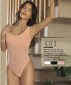 Codigo: 401 -- melifera lenceria -- Body de Tul de Red S/Mangas C/Refuerzo Interno de Realce y Broche
