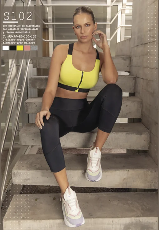 Codigo: S102 -- melifera lenceria -- Top deportivo de lycra reforzada con elastico personalizado y cierre desmontable