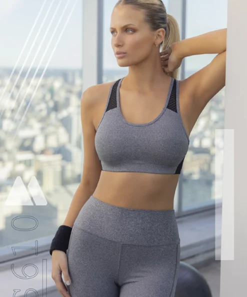 Codigo: S105 -- melifera lenceria -- Top deportivo clasico de microfibra reforzada y tul de red