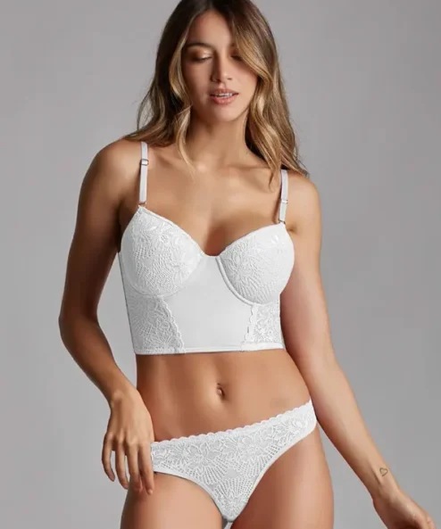 Codigo: 6025 -- maia ropa interior -- Bustier tasa soft de puntilla y microfibra con less