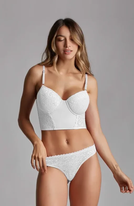 Codigo: 6025 -- maia ropa interior -- Bustier tasa soft de puntilla y microfibra con less