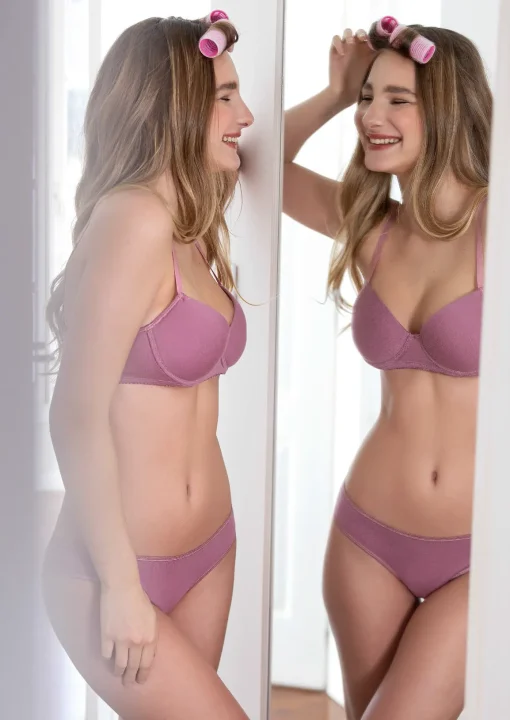 Codigo: 9160 -- yewel mayorista -- Conjunto taza soft con base y vedetina de algodón y lycra - Image 4