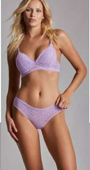 Codigo: 3790 -- maia ropa interior -- Conjunto tasa soft triángulo de puntilla con culotteless