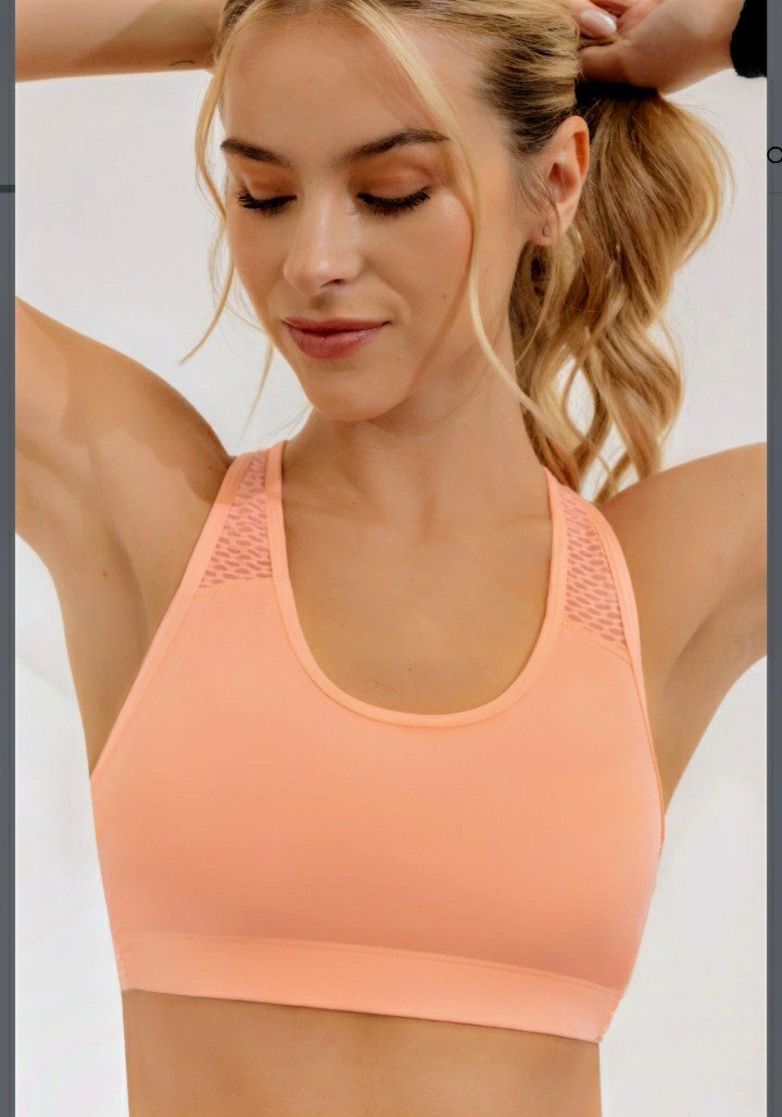 Codigo: S104 -- melifera lenceria -- Top deportivo de microfibra reforzada y tul de red cruzado c/elastico personalizado