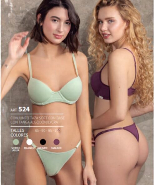 Codigo: 524 -- frashe lenceria -- CONJUNTO TAZA SOFT CON BASE CON TANGA ALG/LYC