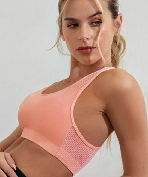 Codigo: S105 -- melifera lenceria -- Top deportivo clasico de microfibra reforzada y tul de red