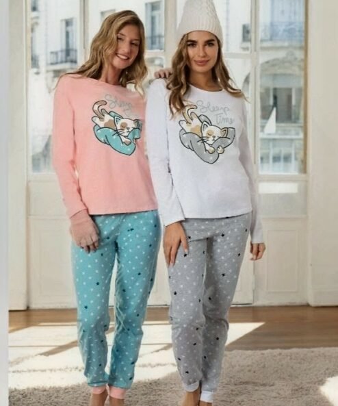 LENCATEX 25353 - Pijama de jersey linea gatito.