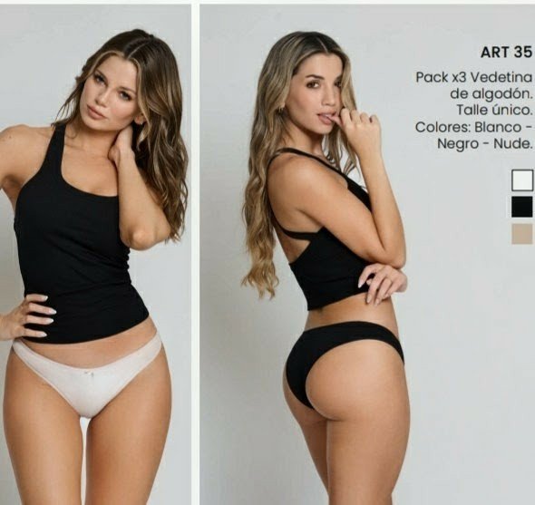 KAURY INTIMATES 35 - Pack por tres vedetinas de algodón y lycra.
