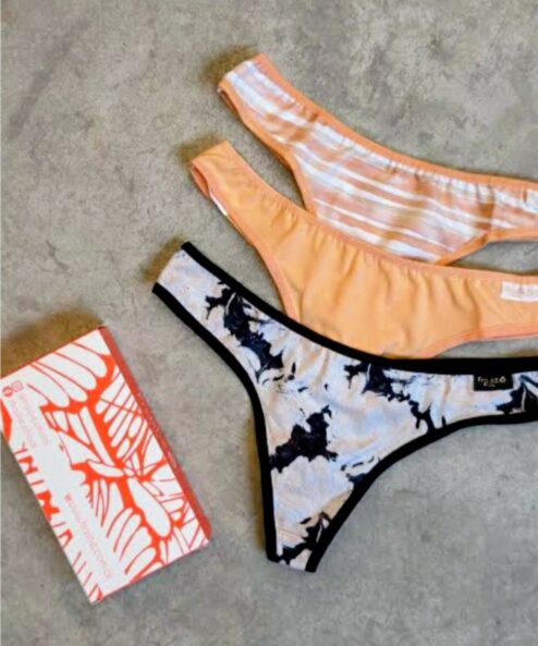 FRASHE 5003 - Pack por tres colaless algodón y lycra estampado durazno.