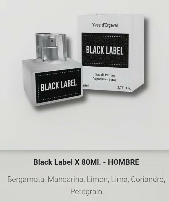 Artículo 2035 - Black Label x 80 ml. hombre.