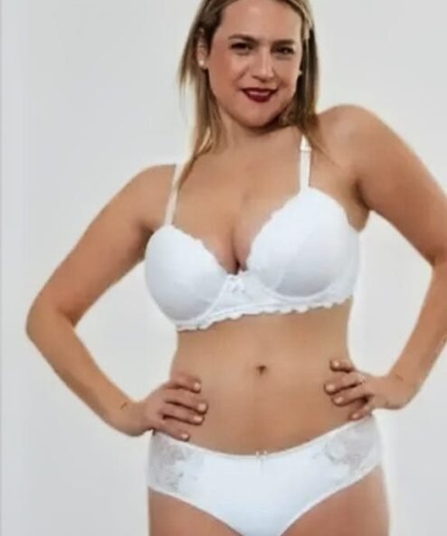 NATUBEL 559 - Conjunto taza soft con base de algodón lycra y puntilla reforzada. Bombacha tiro corto.